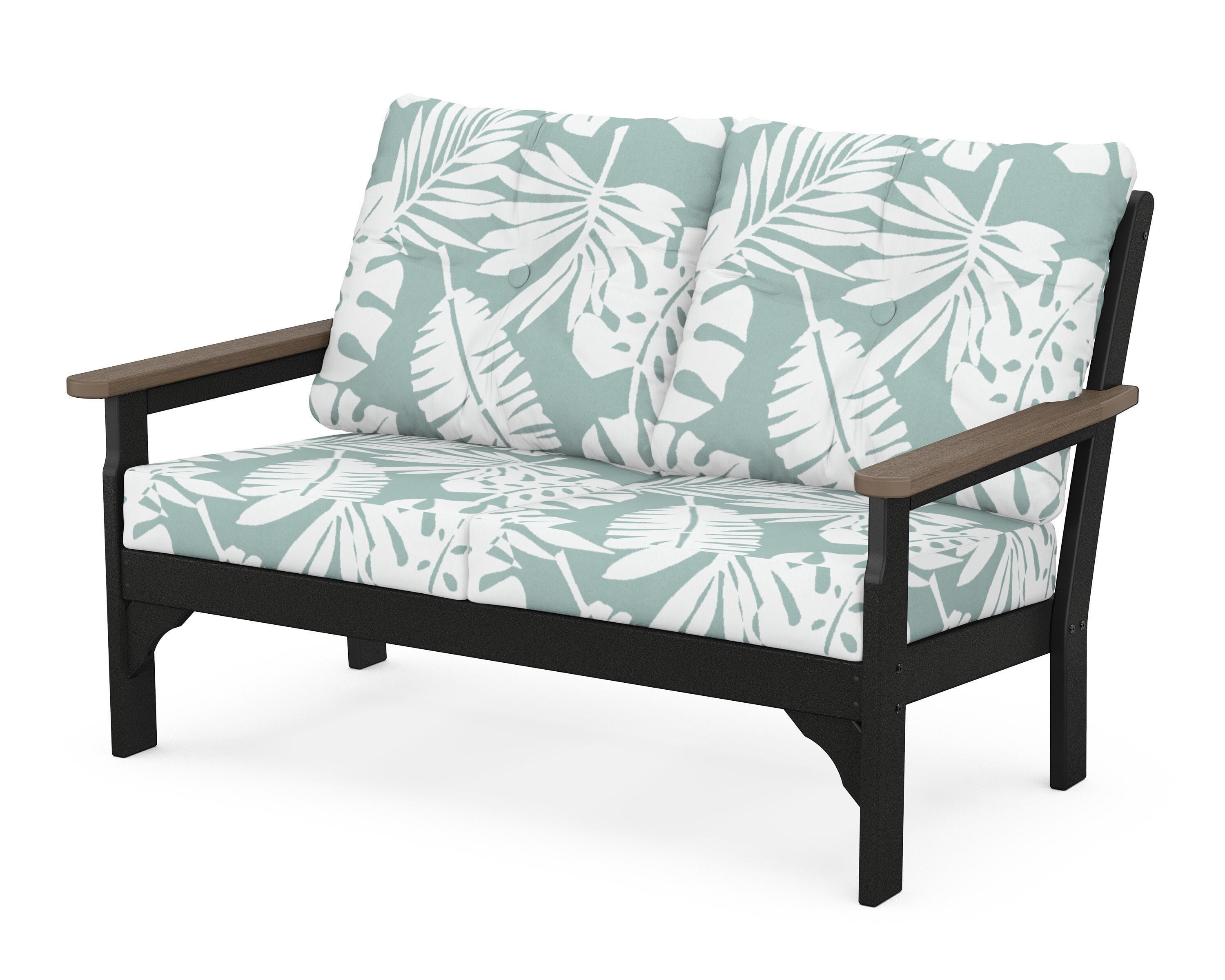 POLYWOOD® Vineyard Deep Seating Loveseat in Black / Kona / Leaf Glacier Spa