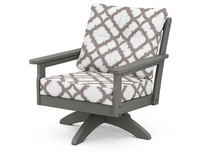 POLYWOOD® Vineyard Deep Seating Swivel Chair in Slate Grey / Trellis Grey Mist