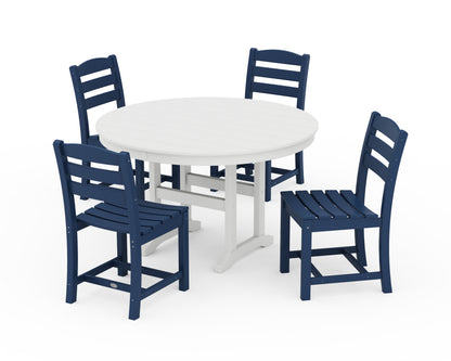 POLYWOOD® La Casa Café Side Chair 5-Piece Round Farmhouse Dining Set in Navy / White