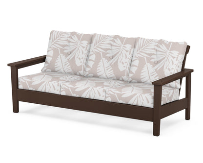 POLYWOOD® Prescott Deep Seating Sofa in Mahogany / Leaf Dune Burlap