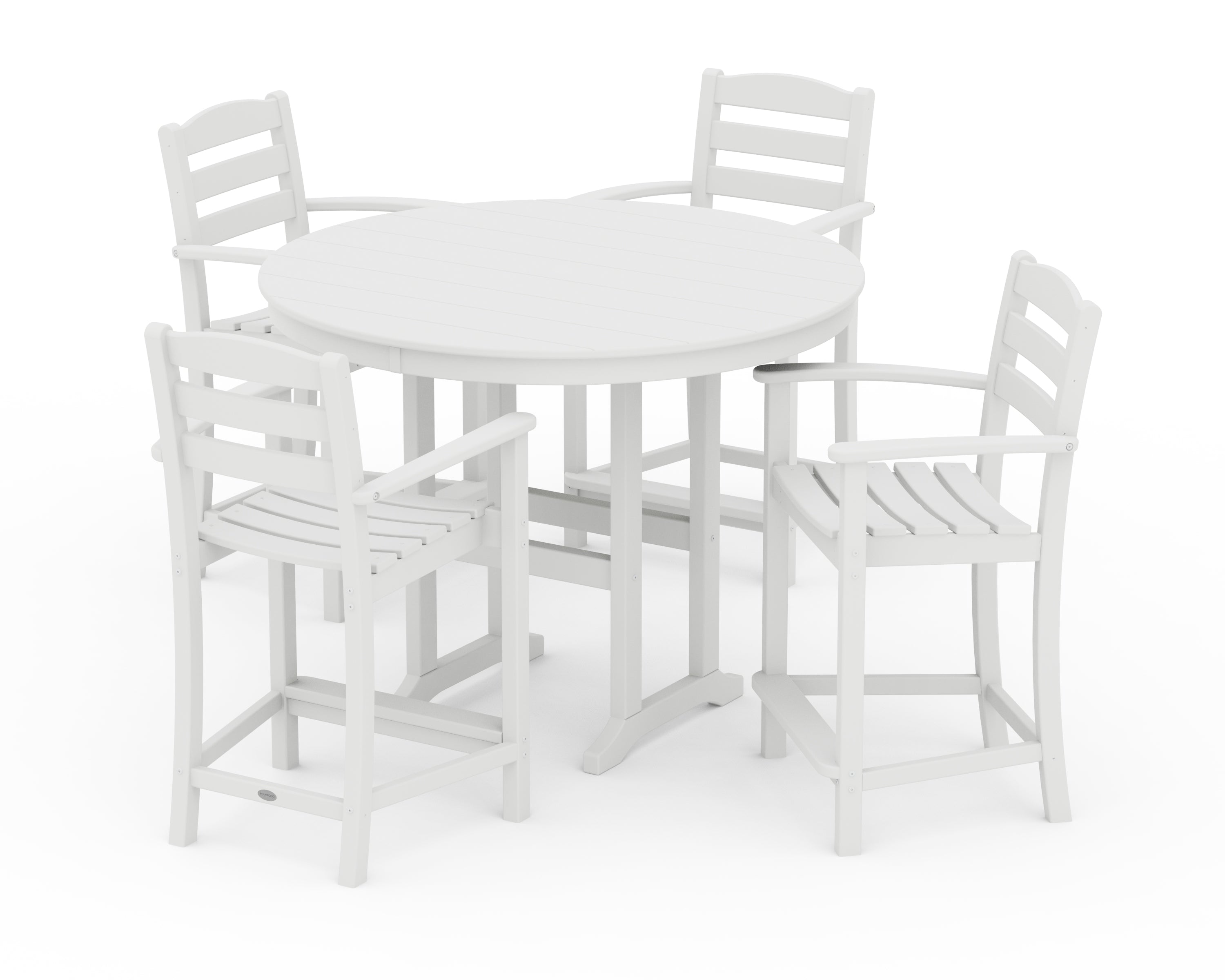 POLYWOOD® La Casa Café 5-Piece Round Farmhouse Counter Set in White