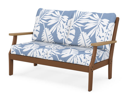 POLYWOOD® Braxton Deep Seating Loveseat in Teak / Natural / Leaf Sky Blue