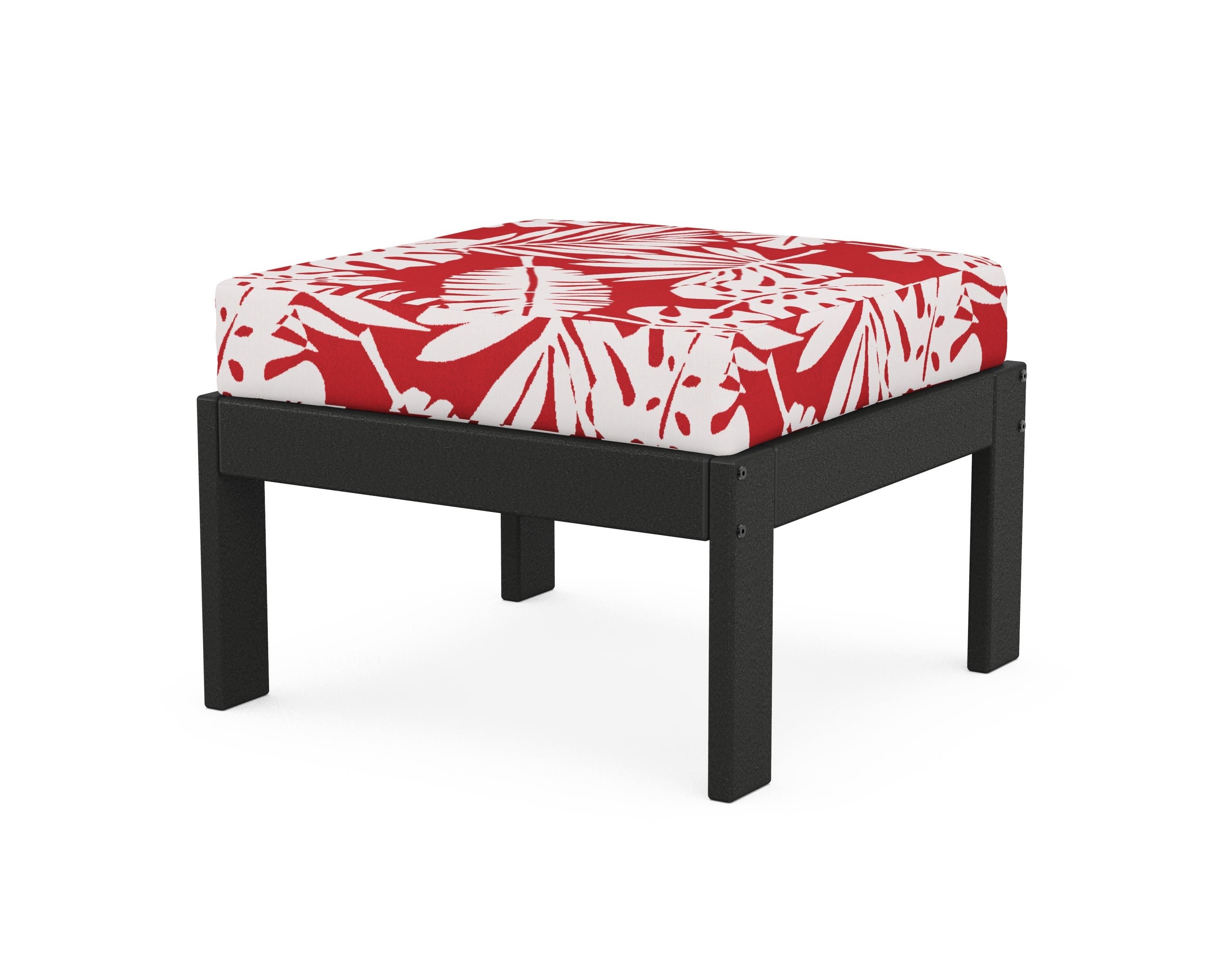 POLYWOOD® Vineyard Modular Ottoman in Black / Leaf Crimson