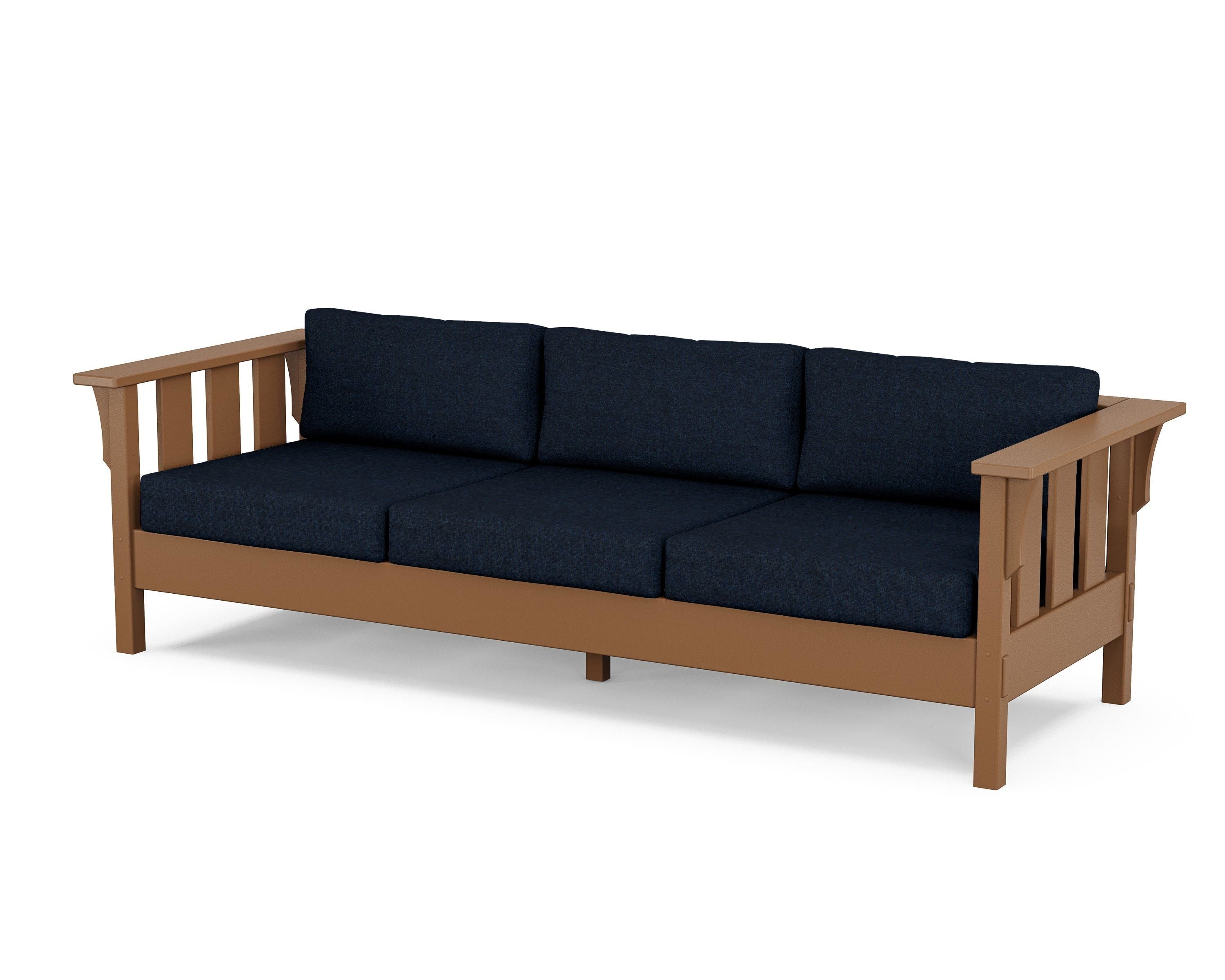 Martha Stewart by POLYWOOD® Acadia Deep Seating Sofa in Teak / Marine Indigo