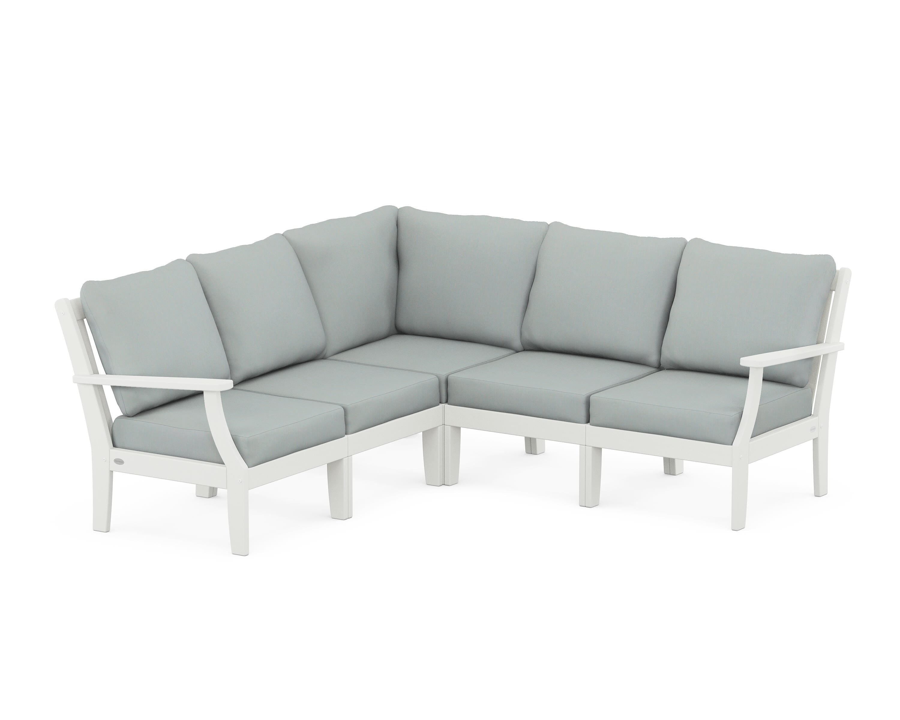 POLYWOOD® Braxton Modular 5-Piece Deep Seating Set in Vintage White / Spa