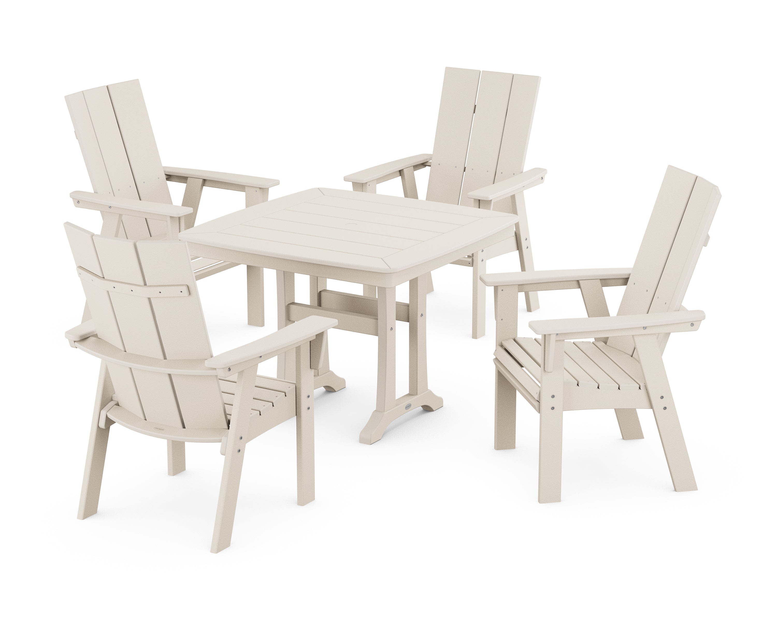 POLYWOOD® Modern Adirondack 5-Piece Dining Set with Trestle Legs in Sand
