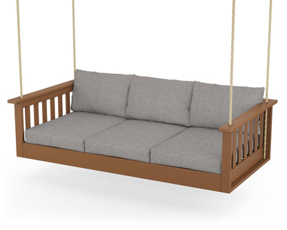 POLYWOOD® Vineyard Daybed Swing in Teak / Grey Mist
