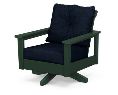 POLYWOOD® Prescott Deep Seating Swivel Chair in Green / Marine Indigo