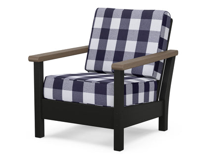POLYWOOD® Harbour Deep Seating Chair in Black / Kona / Buffalo Plaid Navy