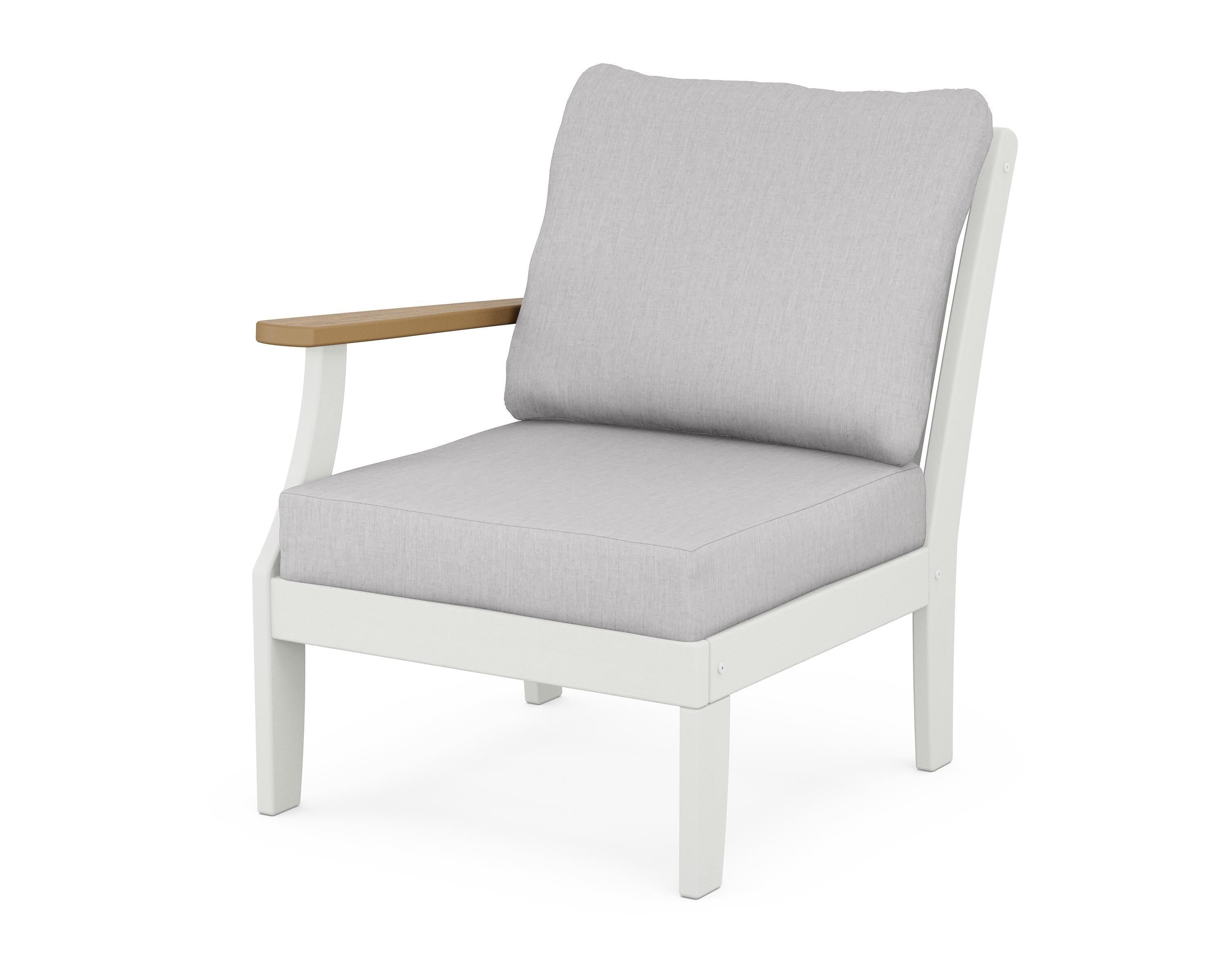 POLYWOOD® Braxton Modular Left Arm Chair in White / Natural / Granite