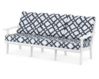 POLYWOOD® Lakeside Deep Seating Sofa in White / Trellis Marine Indigo