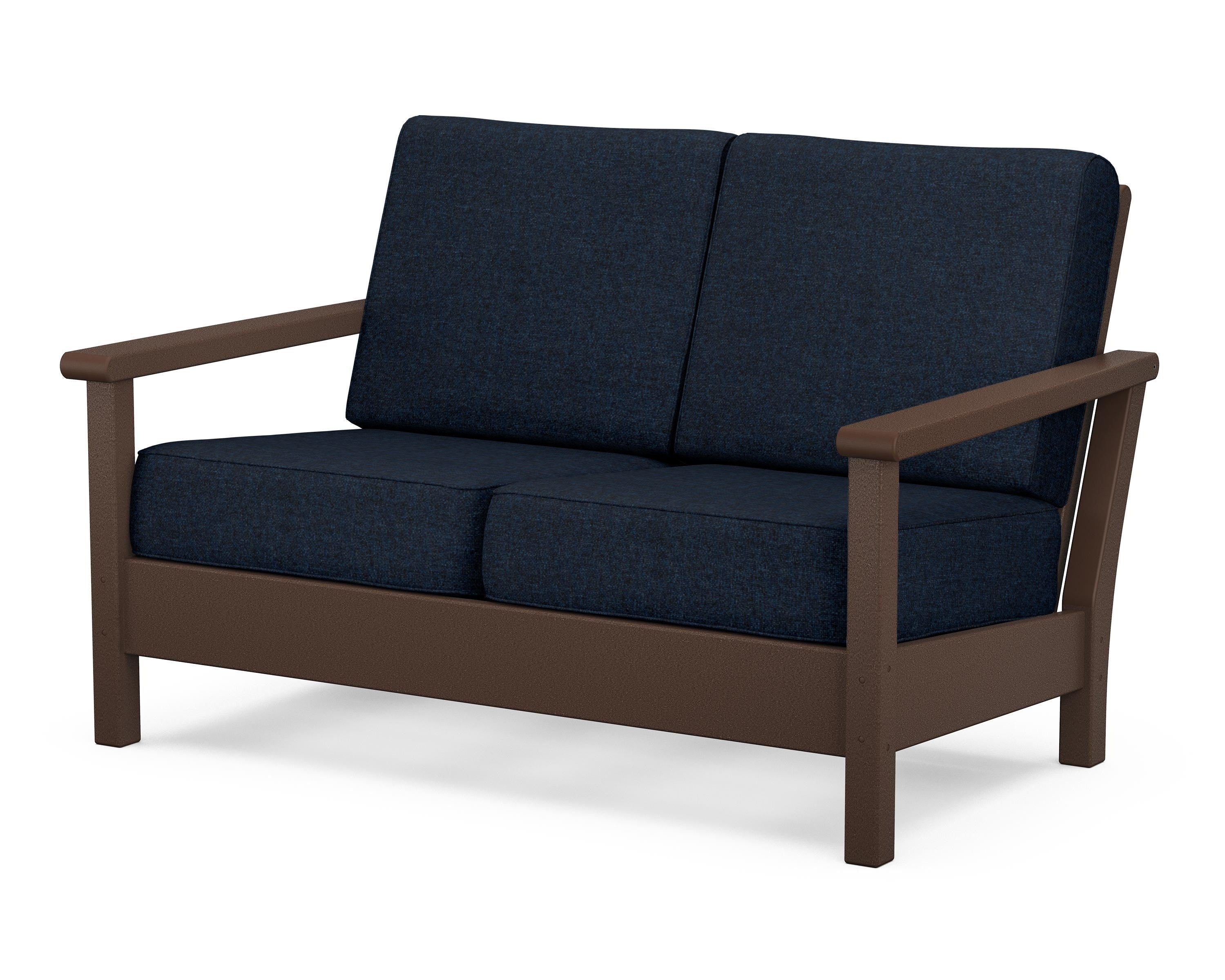 POLYWOOD® Harbour Deep Seating Loveseat in Mahogany / Marine Indigo
