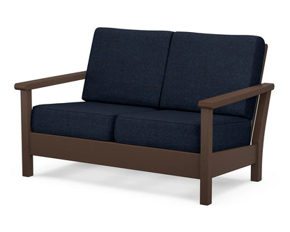 POLYWOOD® Harbour Deep Seating Loveseat in Mahogany / Marine Indigo