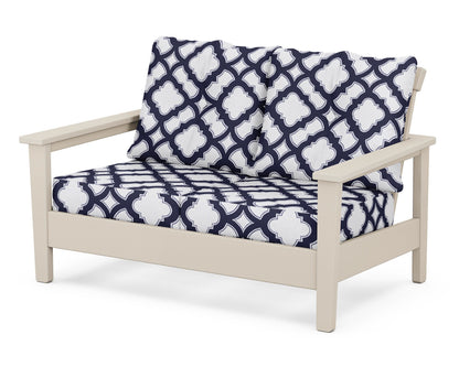 POLYWOOD® Prescott Deep Seating Loveseat in Sand / Trellis Navy