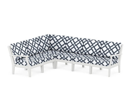 POLYWOOD® Braxton Modular 6-Piece Deep Seating Set in White / Trellis Marine Indigo