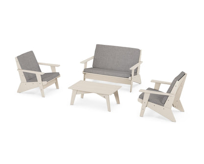 POLYWOOD® Riviera Modern Lounge 4-Piece Set in Sand / Grey Mist