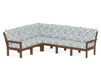 POLYWOOD® Vineyard 6-Piece Sectional in Teak / Trellis Glacier Spa