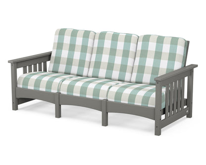 POLYWOOD® Club Mission Sofa in Slate Grey / Buffalo Plaid Glacier Spa