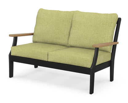 POLYWOOD® Braxton Deep Seating Loveseat in Black / Natural / Chartreuse Boucle