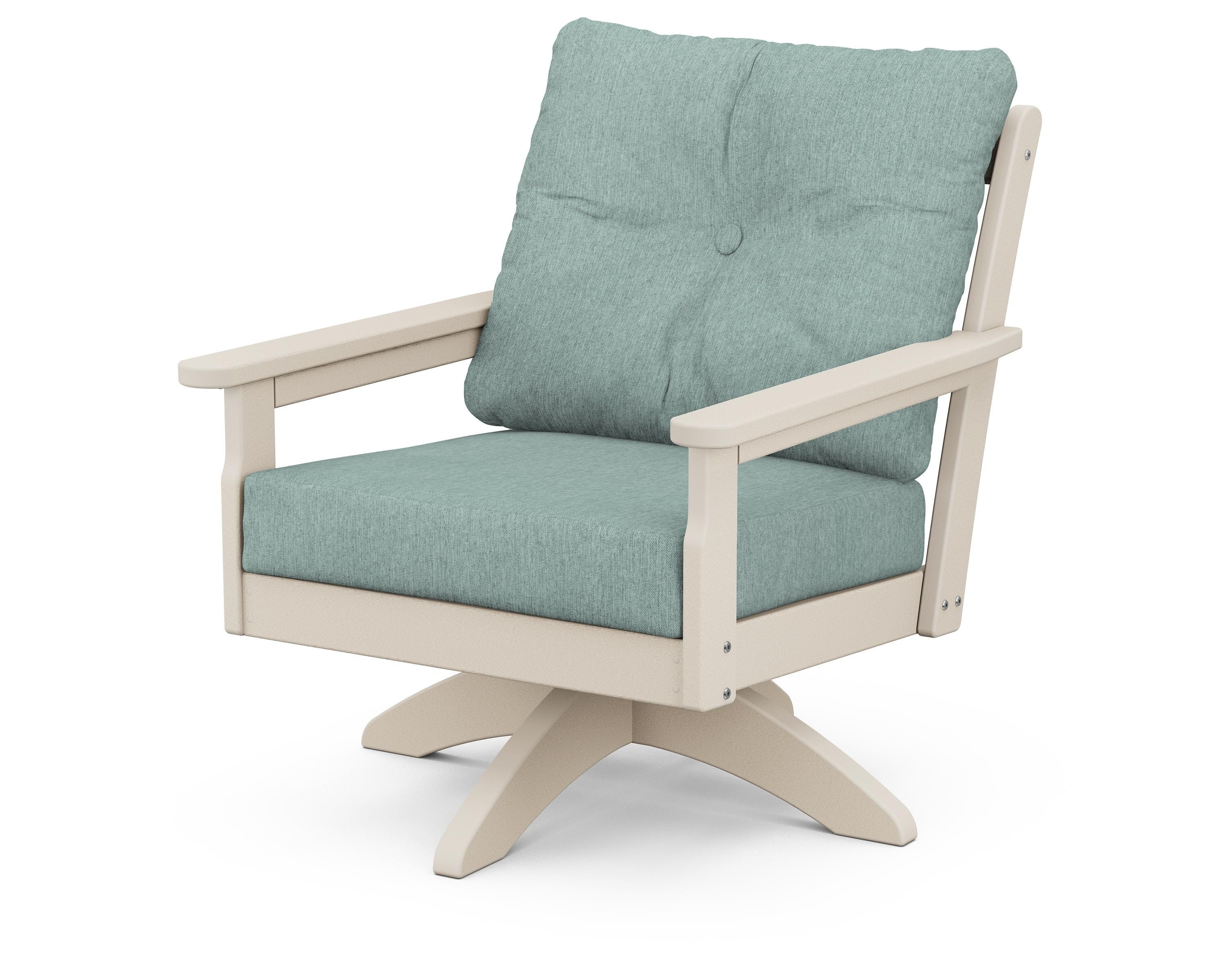 POLYWOOD® Vineyard Deep Seating Swivel Chair in Sand / Glacier Spa