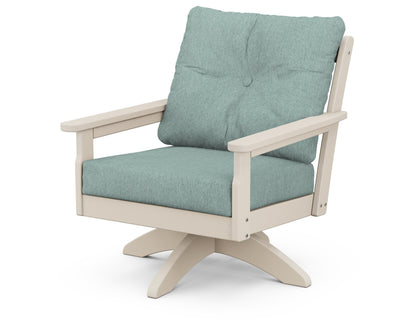 POLYWOOD® Vineyard Deep Seating Swivel Chair in Sand / Glacier Spa
