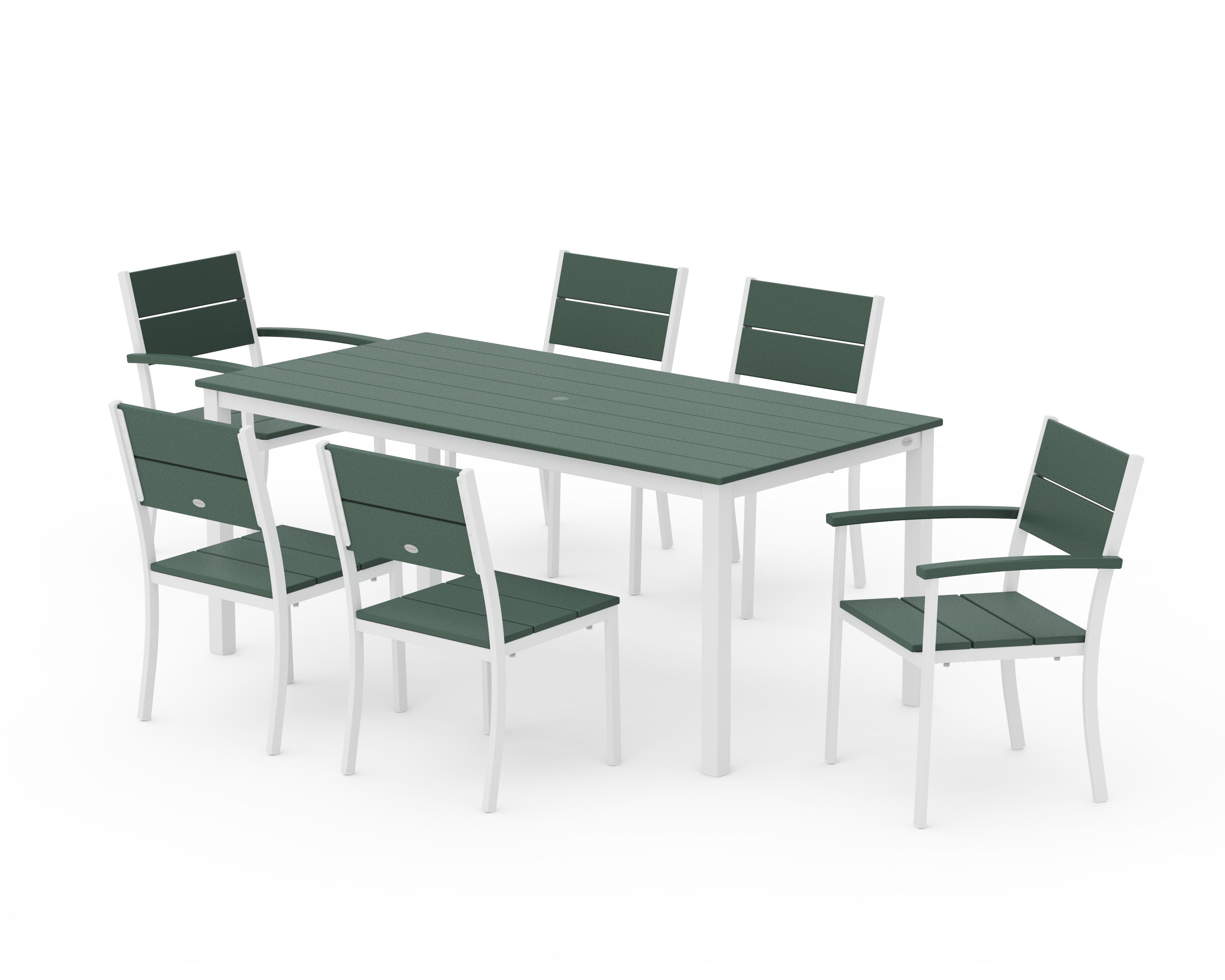 POLYWOOD® Main Street 7-Piece Dining Set in White / Green