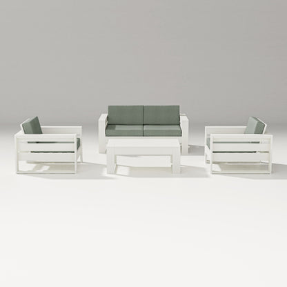 PW Designer Series Latitude 4-Piece Lounge Loveseat Set in Vintage White / Cast Sage