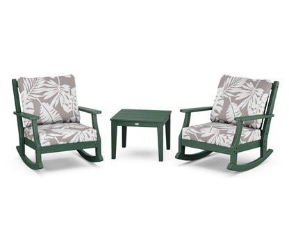 Country Living Wovendale 3-Piece Deep Seating Rocker Set in Green / Leaf Grey Mist
