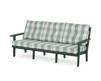 POLYWOOD® Oxford Deep Seating Sofa in Green / Buffalo Plaid Glacier Spa