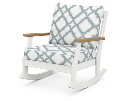 POLYWOOD® Braxton Deep Seating Rocking Chair in White / Natural / Trellis Glacier Spa