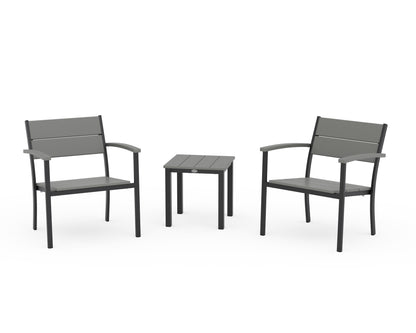 POLYWOOD® Main Street 3-Piece Lounge Chair Set in Black / Slate Grey