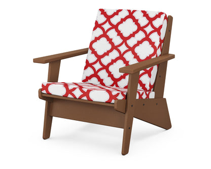 POLYWOOD® Riviera Modern Lounge Chair in Teak / Trellis Crimson