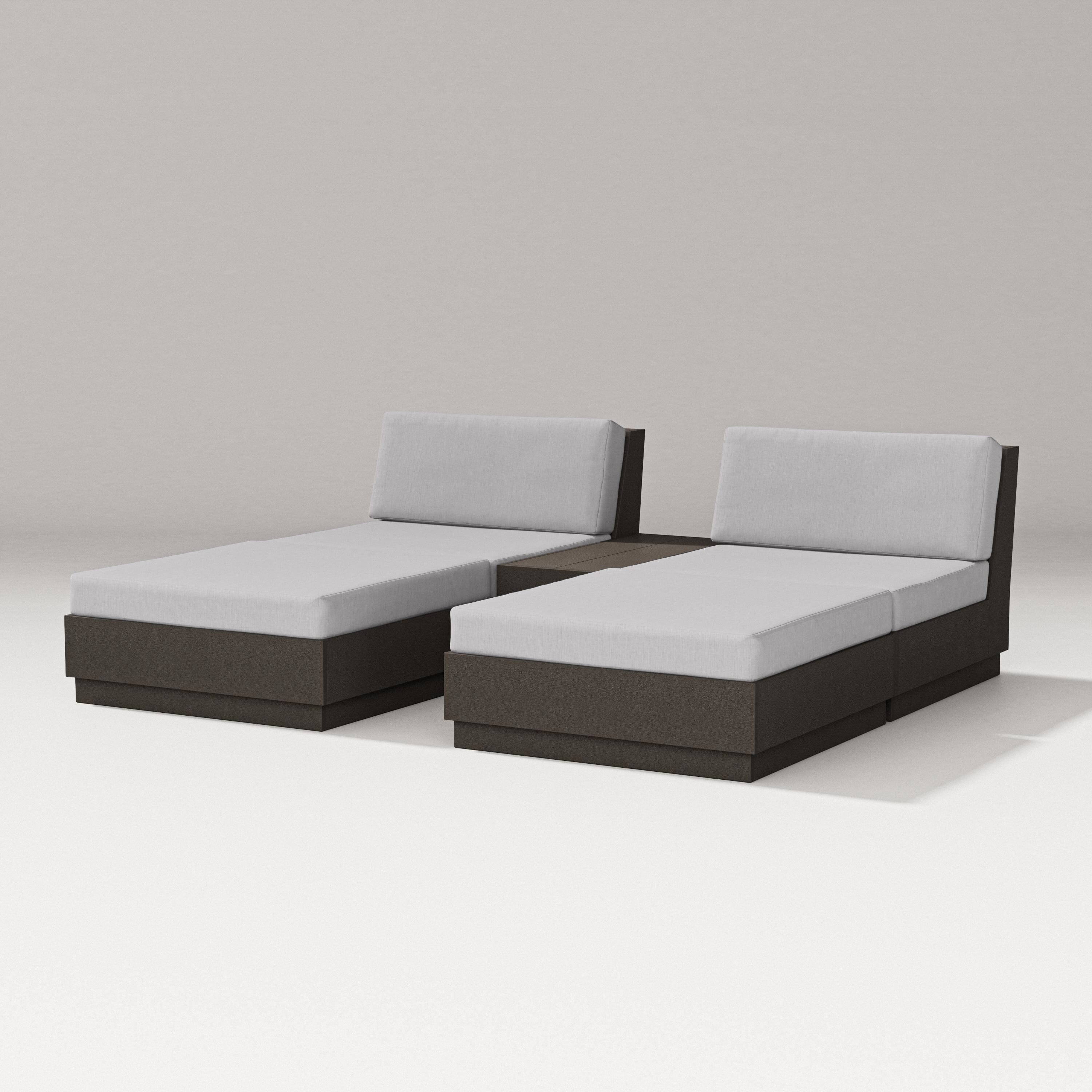 PW Designer Series Elevate Double Chaise Set in Vintage Coffee / Granite