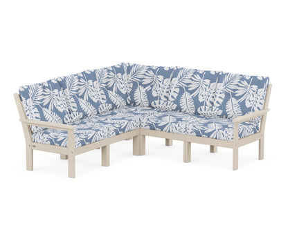 POLYWOOD® Vineyard 5-Piece Sectional in Sand / Leaf Sky Blue