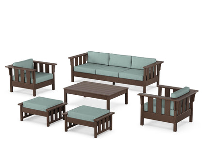 Martha Stewart by POLYWOOD® Acadia 6-Piece Lounge Sofa Set in Mahogany / Glacier Spa