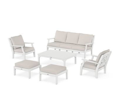 Martha Stewart by POLYWOOD® Chinoiserie 6-Piece Lounge Sofa Set in White / Cast Ash