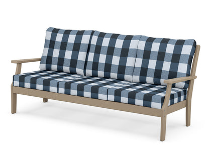 POLYWOOD® Braxton Deep Seating Sofa in Vintage Sahara / Buffalo Plaid Marine Indigo