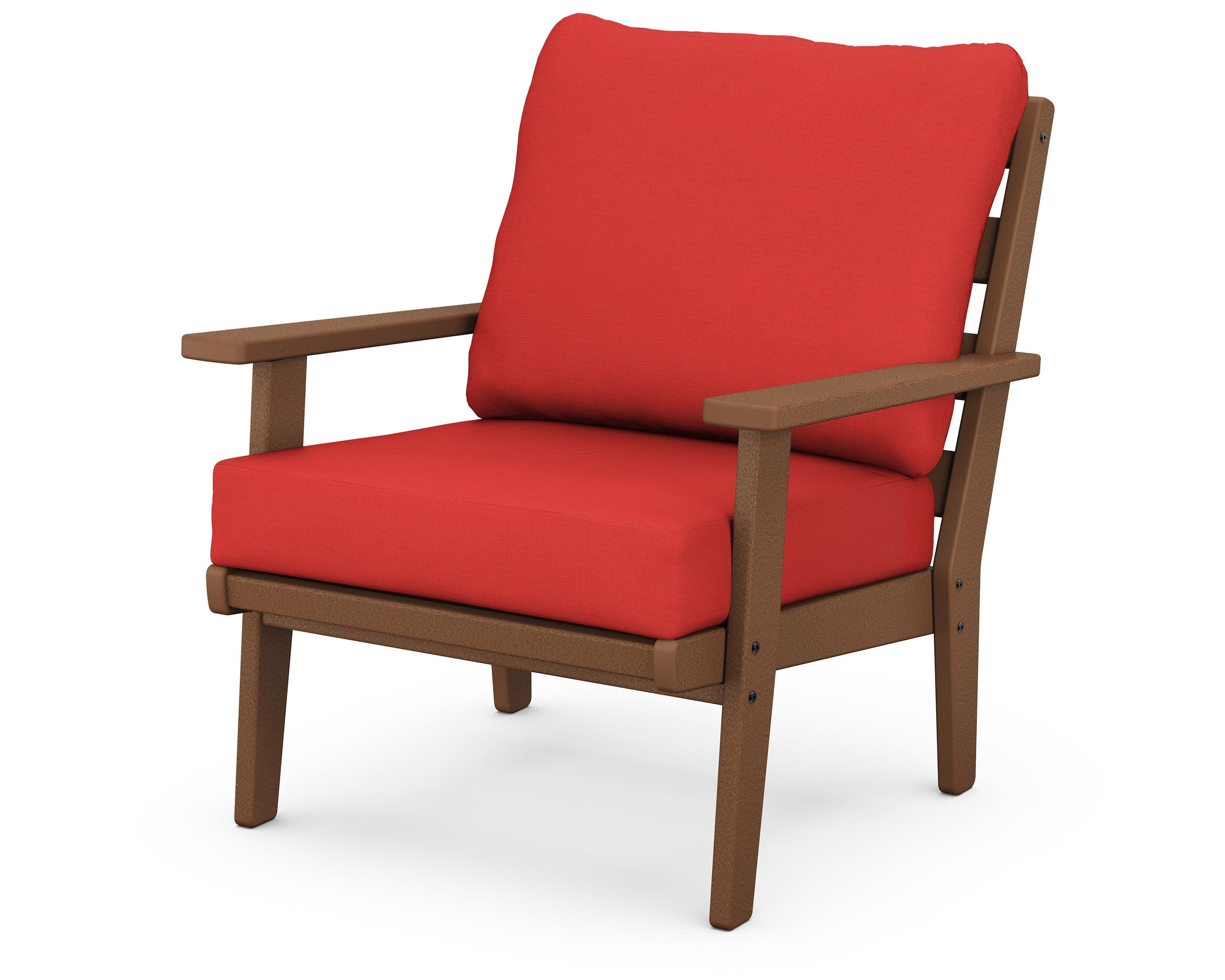 POLYWOOD® Grant Park Deep Seating Chair in Teak / Crimson Linen