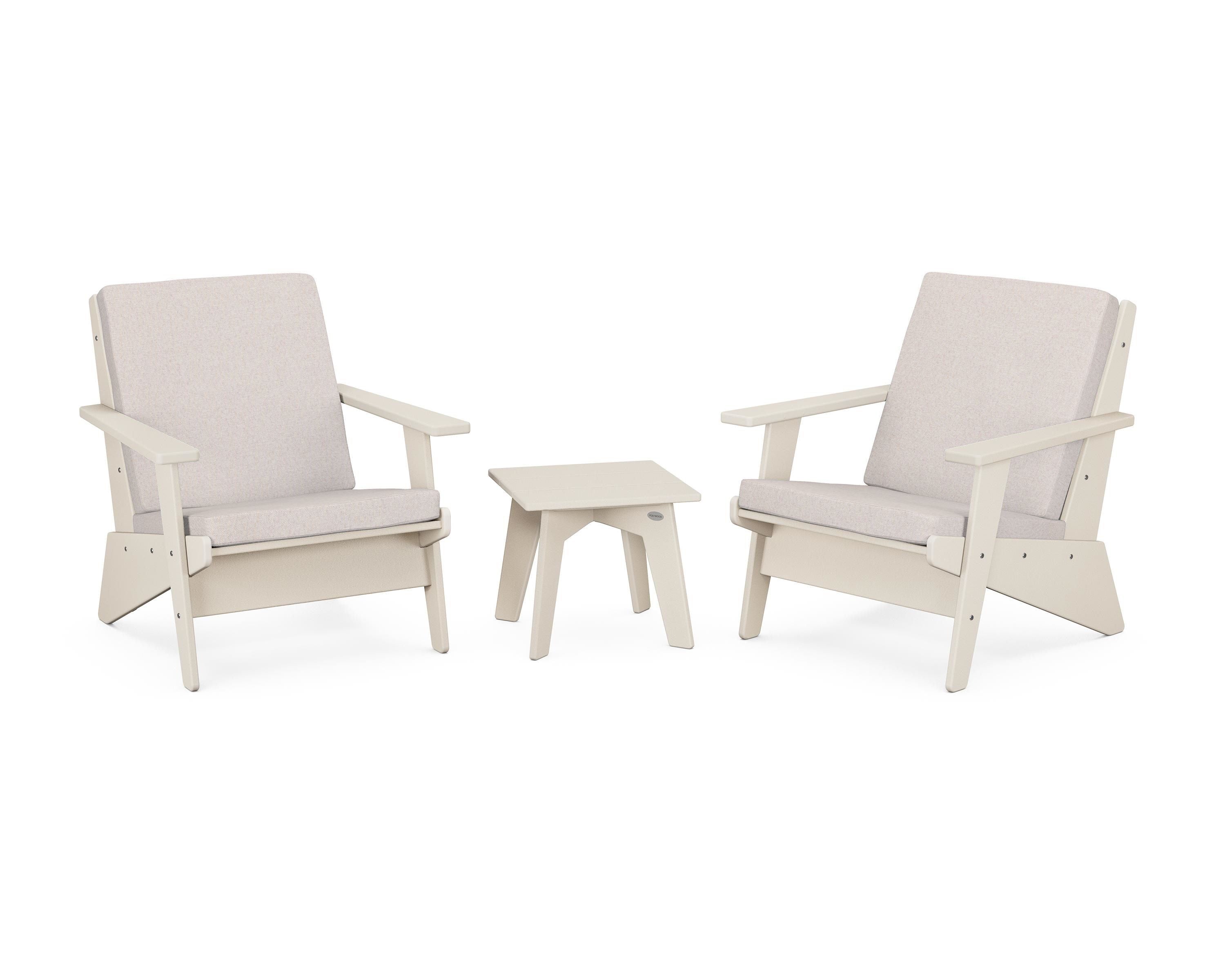 POLYWOOD® Riviera Modern Lounge 3-Piece Set in Sand / Dune Burlap
