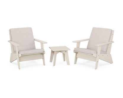 POLYWOOD® Riviera Modern Lounge 3-Piece Set in Sand / Dune Burlap
