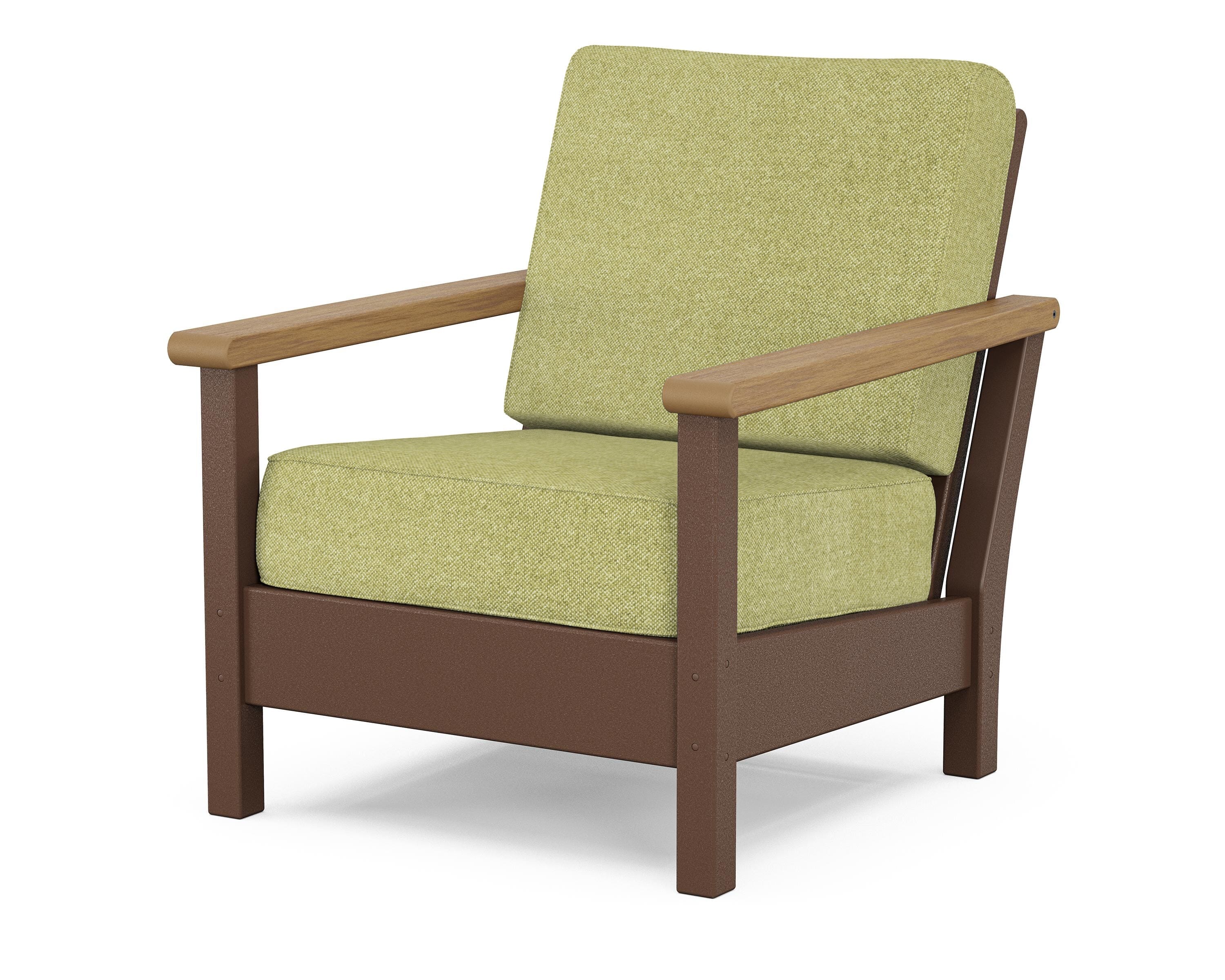 POLYWOOD® Harbour Deep Seating Chair in Mahogany / Natural / Chartreuse Boucle