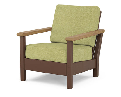 POLYWOOD® Harbour Deep Seating Chair in Mahogany / Natural / Chartreuse Boucle