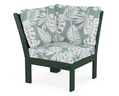 POLYWOOD® Vineyard Modular Corner Chair in Green / Leaf Glacier Spa