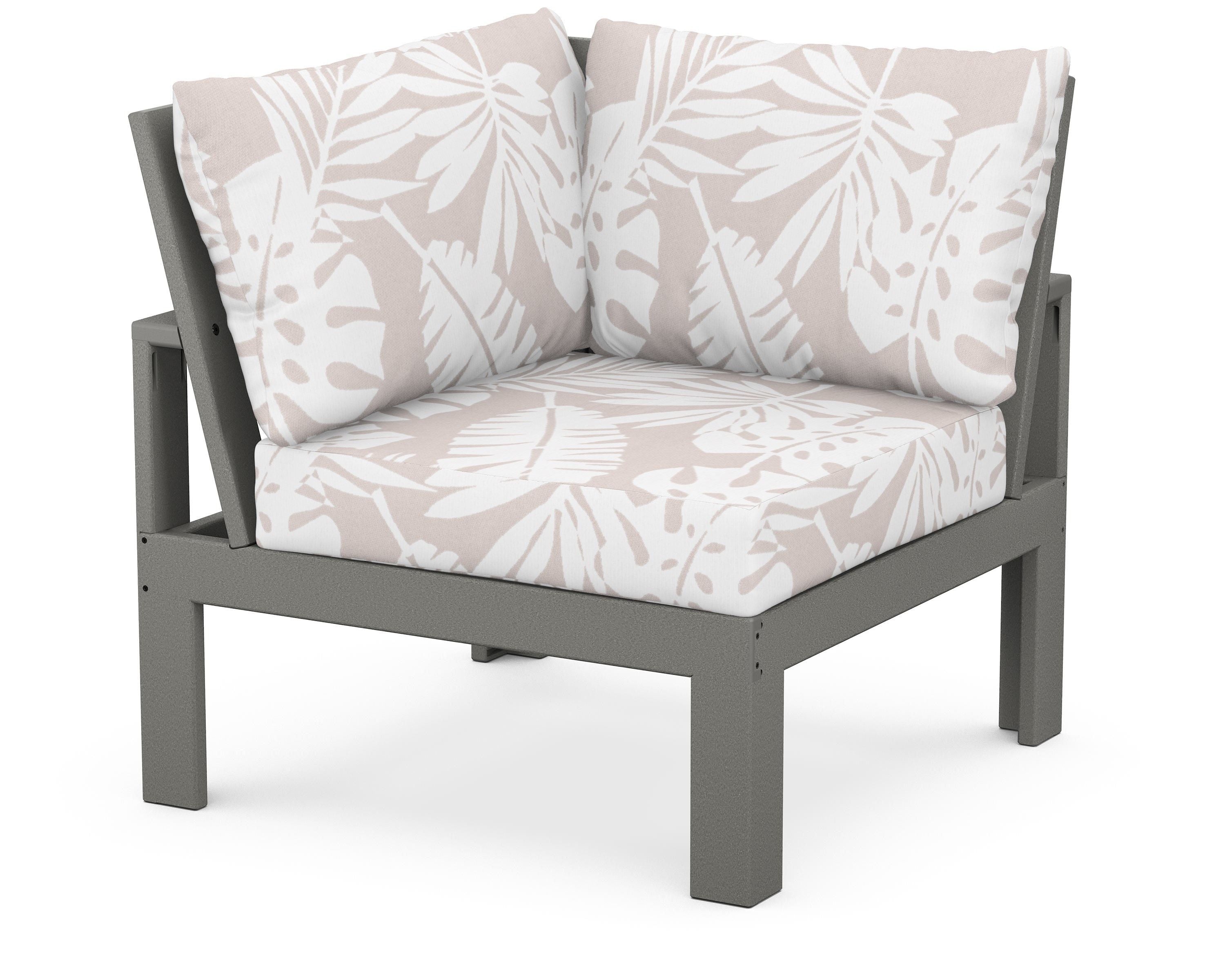 Unbranded Modular Corner Chair in Slate Grey / Leaf Dune Burlap