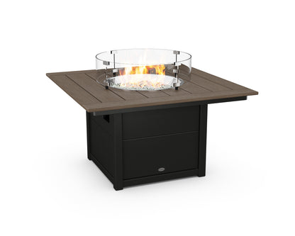 POLYWOOD® Square 42" Fire Pit Table in Black / Kona