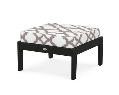 POLYWOOD® Braxton Deep Seating Ottoman in Black / Trellis Grey Mist