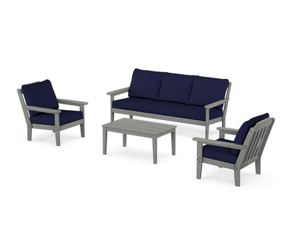 Country Living Cottage 4-Piece Deep Seating Set with Sofa in Slate Grey / Navy