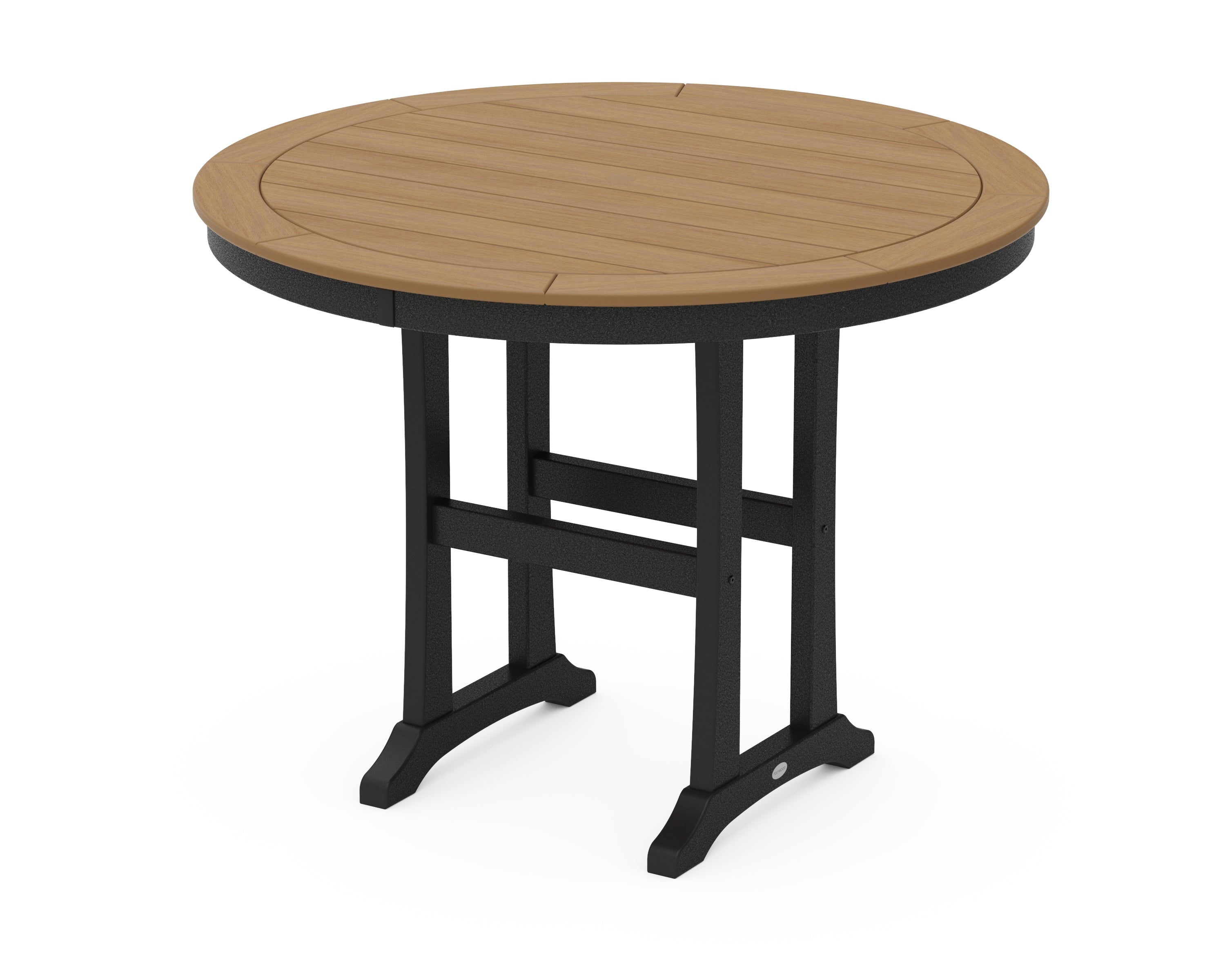 POLYWOOD® Nautical Trestle 48" Round Counter Table in Black / Natural