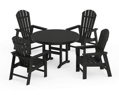 POLYWOOD® South Beach 5-Piece Round Farmhouse Dining Set in Black