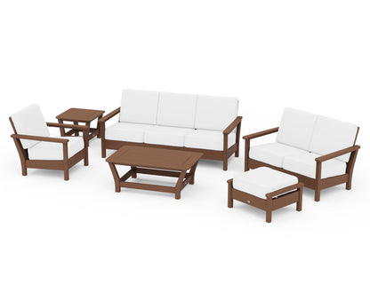 POLYWOOD® Harbour 6-Piece Outdoor Living Set in Teak / Natural